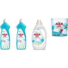 Boron Aquabor Doğal Mineralli Bulaşık + Bulaşık + Sıvı Beyaz  + Tablet Set