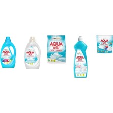 Aquabor Doğal Mineralli Sıvı Renkliler + Sıvı Beyaz + 4 kg Beyaz + Elde Bulaşık + Tablet 5 Li Set