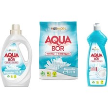 Aquabor Doğal Mineralli Sıvı Beyaz  + 4kg Beyaz + Bulaşık Set