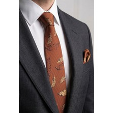 Milleniva Tüy Desen Turuncu Kravat & Mendil