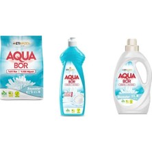 Boron Aquabor Doğal Mineralli 4 kg Beyaz + Elde Bulaşık + Sıvı Beyaz  3 Lü Set
