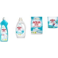 Boron Aquabor Doğal Mineralli Elde Bulaşık + Sıvı Beyaz  + 4 kg Beyaz + Tablet 4 Lü Set