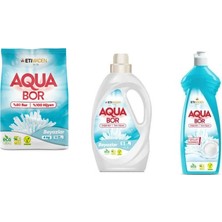 Boron Aquabor Doğal Mineralli 4 kg Beyaz + Sıvı Beyaz  + Elde Bulaşık 3 Lü Set