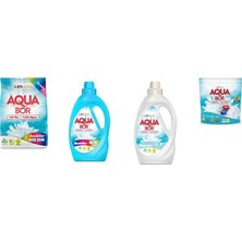 Aquabor Doğal Mineralli 4 kg Renkliler + Sıvı Renkliler + Sıvı Beyaz  + Tablet 4 Lü Set