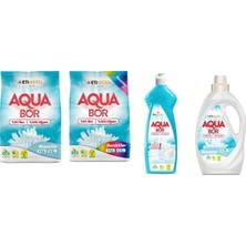 Aquabor Doğal Mineralli 4kg Beyaz + 4kg Renkliler + Bulaşık + Sıvı Beyaz  Set