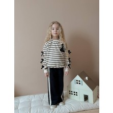 Jolly Kids Kız Çocuk Çizgili Kurdele Detaylı Sweatshirtli Takım