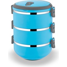 Freshbox 3 Katlı Sızdırmaz Çelik Yemek Termosu-Mavi