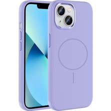 Paladyum Case iPhone 15 Uyumlu Magsafe Özellikli Yumuşak Lila Silikon Edi Kapak