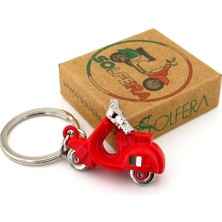 Solfera Kırmızı Vespa Scooter Motosiklet Italy Antrasit Renkli Metal Anahtarlık KY150