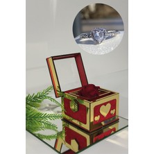 Fırtına Armağan Sihirli Güllü Kutuda 14 Ayar Altın Kaplama 316L Çelik Kalp Yüzük