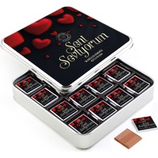 UltraMint Sevgililer Günü Çikolata Seti 32 Adet Metal Kutu Siyah