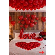 Baloncu Dede Kalpli Balon Love Yazılı Balon Ful Set Helyum Uyumlu Özel Gün Yıl Dönümü Sevgililer Günü