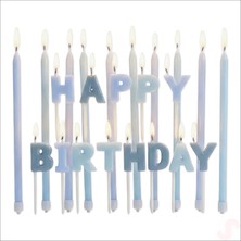 Süsle Bebek ve Parti Mavi Happy Birthday Harf Mum Seti – 23 Parça