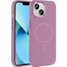 Paladyum Case iPhone 15 Uyumlu Magsafe Özellikli Yumuşak Mor Silikon Edi Kapak