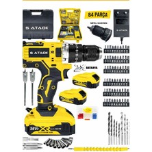 Normadia 36V 5AH Darbeli Matkap Seti, Çelik Mandren, 84 Parça, Şarjlı, Kömürsüz