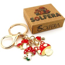 Solfera Kırmızı Mantar Orman Doğa Tabiat Çanta Süsü Charm Metal Anahtarlık KY144