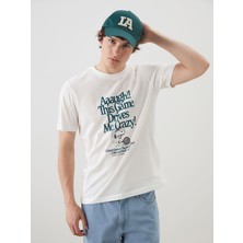 Lc Waikiki Yeni Sezon Bisiklet Yaka Snoopy Baskılı Penye Erkek Tişört