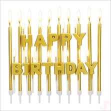 Süsle Bebek ve Parti Altın Happy Birthday Harf Mum Seti – 23 Parça