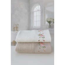 Emillie %60 Bambu-%40 Pamuk Nakışlı Bahar 2 Li Havlu Set ( 2 Adet 50X90CM )
