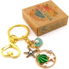 Solfera Plaj Yeşil Deniz Kabuğu Kumsal Yaz Istiridye Çanta Süsü Charm Anahtarlık KY130