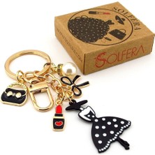 Solfera Moda Ikonu Influencer Makyaj Kırmızı Ruj Elbise Çanta Süsü Charm Anahtarlık KY133