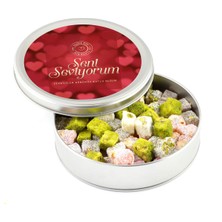 UltraMint Sevgililer Günü Çifte Kavrulmuş Lokum 300G Metal Yuvarlak Kutu