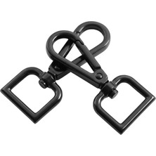 Orhan Çanta 2 cm Kare Kanca Siyah Nikel (Antrasit) - Metal Çanta ve Cüzdan Askı Klipsi - 5 Adet