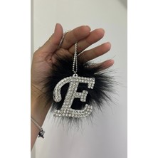 Taşlı Harf Oto Siyah Süsü Top Tüylü, Renk ve Harf Bilgisini Bildirin