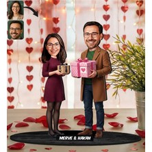 UltraMint Kişiye Özel Sevgili Karikatürlü Ahşap Biblo, Sevgililer Günü Hediye