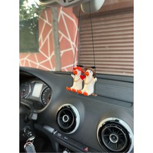 Altın Zincirli Sallanan Çift Ördek Dikiz Aynası Süsü