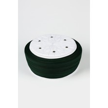 Sarıkhane Talebe Sarığı - Yeşil Kumaş - Beyaz Takke - Düz Sarım - Kuş Gözü - 7 Metre