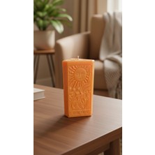 Raw Home The Sun Tarot Figürlü Mandalina Kokulu %100 Soya Wax, Dekoratif Blok Mum – El Yapımı