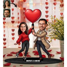 UltraMint Kişiye Özel Sevgili Karikatürlü Ahşap Biblo, Sevgililer Günü Hediye