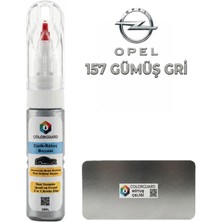 COLORGUARD Opel 157 Gümüş Gri İğneli ve Fırçalı 2 si 1 Arada Özel Tasarım Şişe Rötuş Boyası ve Profesyonel Rötuş Çeliği Seti