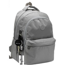 MegiHero 2200 Suya Dayanıklı Kumaş Okul Çantası Büyük Boy Unisex Okul Sırt Çantası Gri
