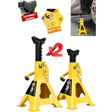 Normadia Geniş Tabanlı 4 Ayaklı Çift Kilitli 3 Ton Araba Kriko Standı, 2'li Set