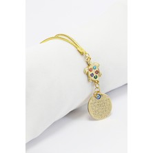 Renkli Metal Ayetel Kürsi Araba Dikiz Aynası Süsü, Kaplumbağa Nazar Boncuklu