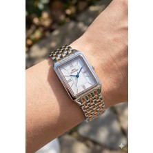 Slazenger 22MM Dikdörtgen Kasa Kadın Kol Saati |  Gümüş & Rose Gold Renk Çelik Kordon, 5ATM