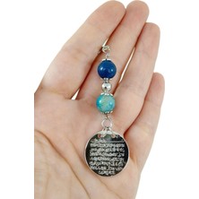 Turkuaz Doğaltaşlı Araba Dikiz Aynası Süsü Metal Ayetel Kürsi Hediyesi