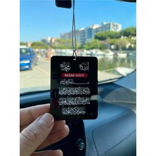 Siyah Pleksi Ayetel Kürsi ve Nazar Dualı Araba Dikiz Aynası Süsü