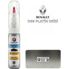 COLORGUARD Renault Dacia D69 Platin Grisi İğneli ve Fırçalı 2 si 1 Arada Özel Tasarım Şişe Rötuş Boyası ve Profesyonel Rötuş Çeliği Seti
