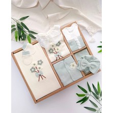 Çamaşır Kenti Fiyonk ve Çiçek Detaylı %100 Pamuk 10 Parça Bebek Hastane Çıkış