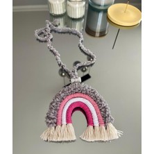 Gökkuşağı Desenli Gri Taşlı Fiyonklu Dikiz Aynası Süsü