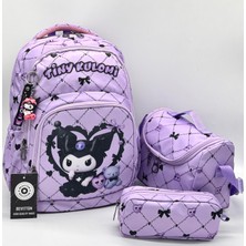 Bevitton Kız Çocuk Ilk Okul Çantası 3'lü Set Ilkokul Çantası Karakter Desenli Takım Lila