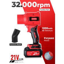 Auhma Ahv-18 Şarjlı Turbo Fan Hava Üfleyici Kırmızı - 21V Kömürsüz Motor (Brushless) - 32.000 Rpm Oto Kurutma, Pc Temizleme ve Bahçe Üfleme Makinesi