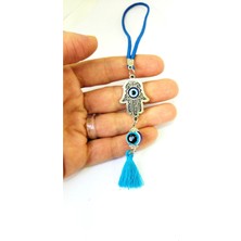 El Yapımı Püsküllü Fatıma Eli ve Nazar Boncuğu Araba Süsü