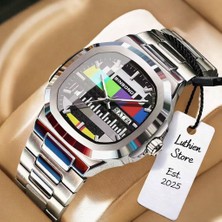 Carsikie Binbond Erkek Kol Saati Retro Renkli Kadran Çelik Kordon Su Geçirmez 30M