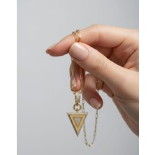 Hayal Çanta Kadın Gold Renk Zirkon Taşlı Çağla Şikel Üçgen Tasarım Kolye