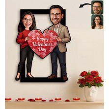UltraMint Kişiye Özel Sevgili Karikatürlü 3D Ahşap Tablo, Fotoğraf Hediye