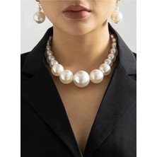 Ravinity Sevgililer Günü Hediye Parlak Incili Kolye Küpe Set